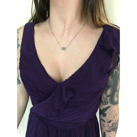 J.Crew Serena Silk Chiffon Dress Purple Size 4 - Picture 3 of 11